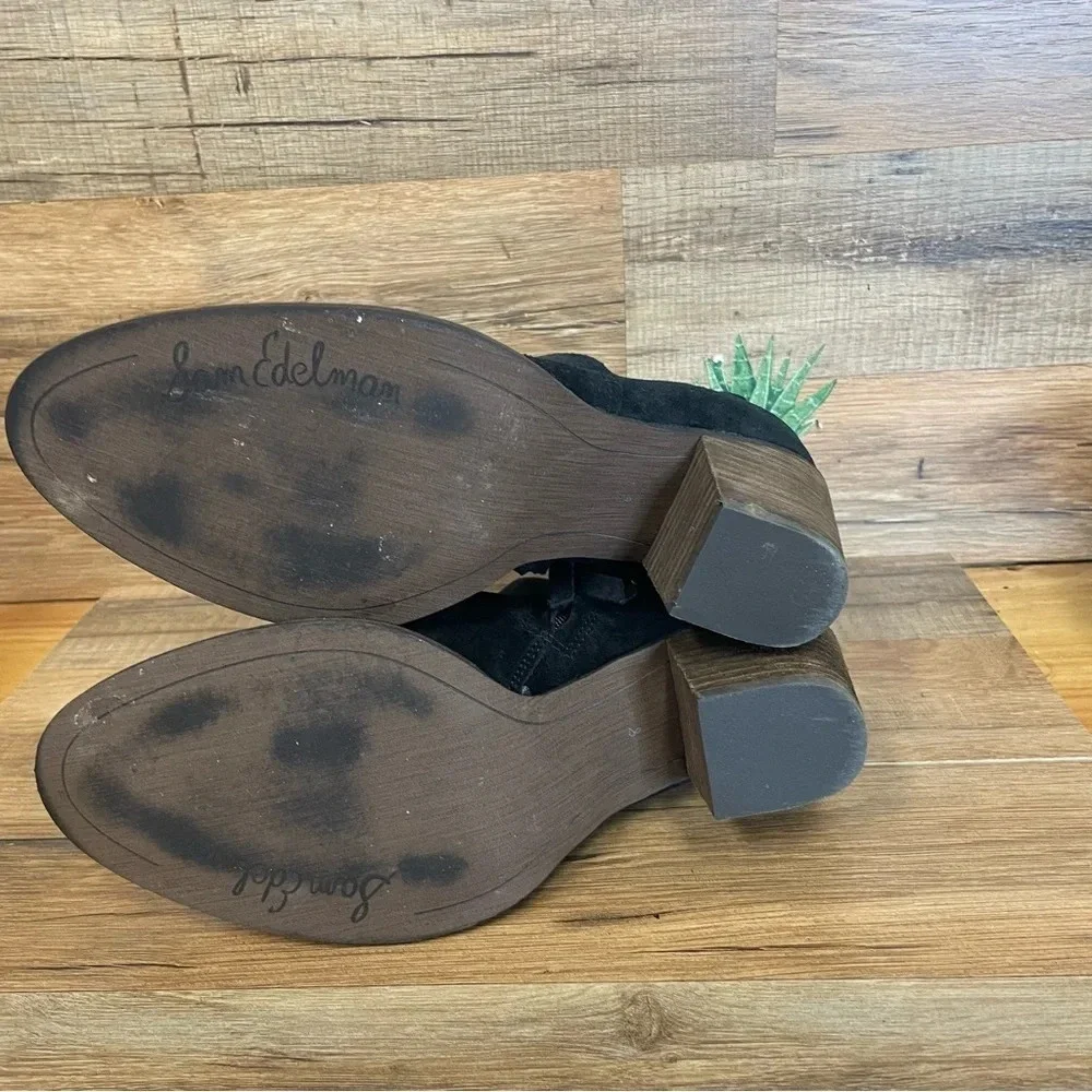Sam Edelman Miriam Burnished Black Suede Zip Ankle Booties Size 8